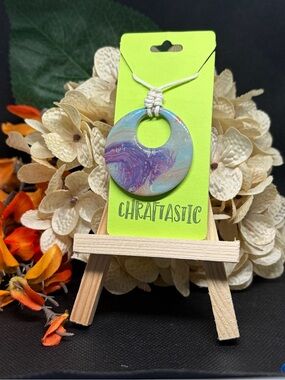 Round Swirl Pendant Necklace in Blue & Purple
